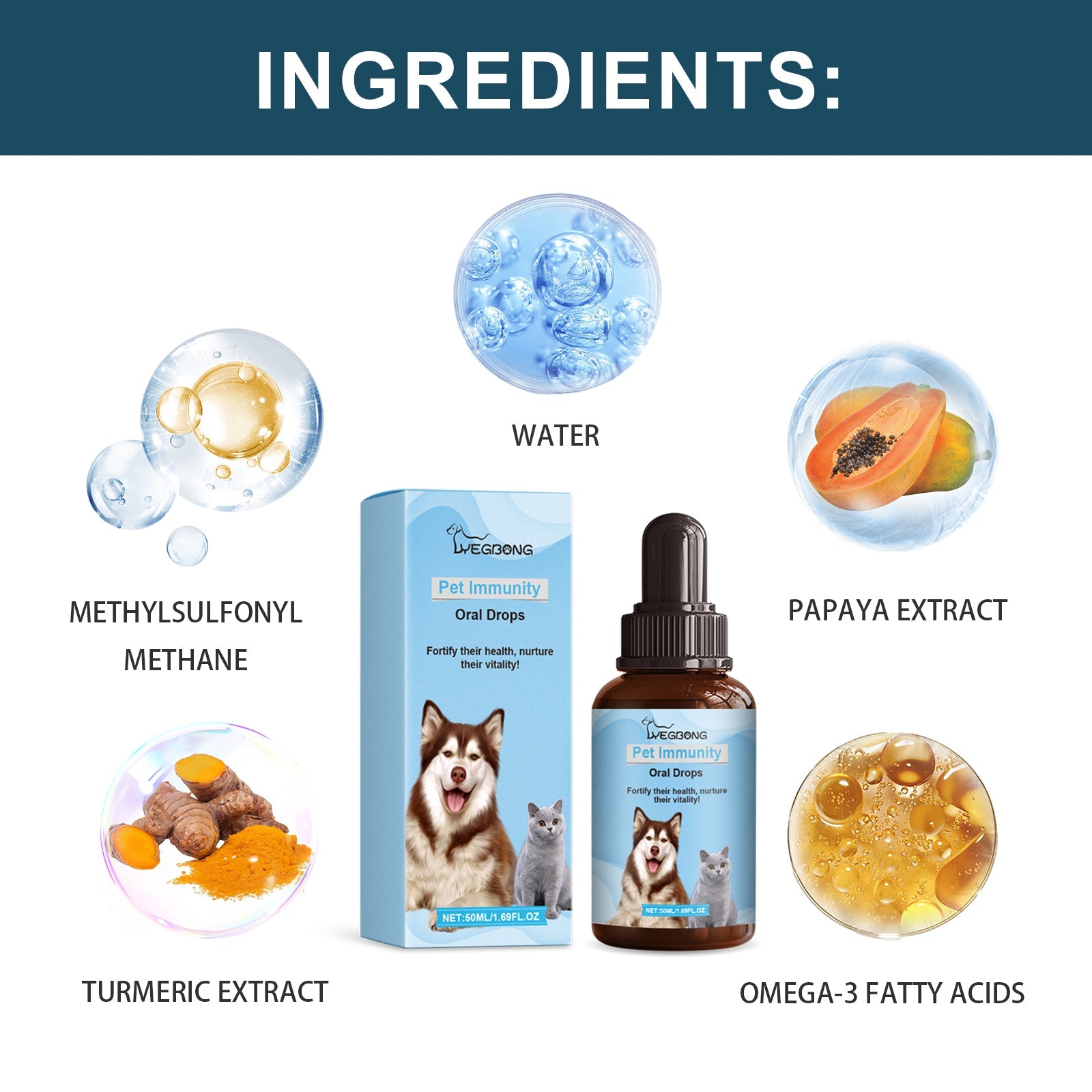 Pet Immune Support Oral Drops for Cats Dogs