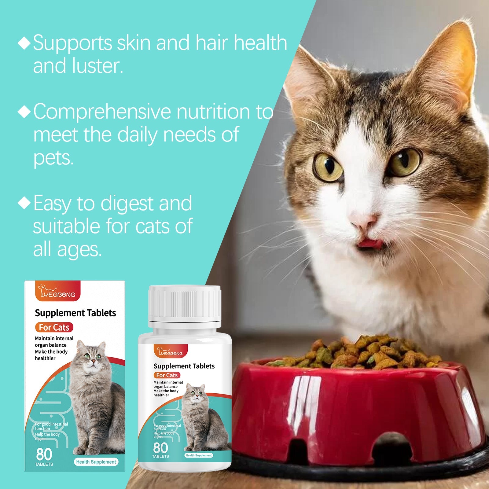 Cat Probiotic Tablets for Digestive and Nutritional Health