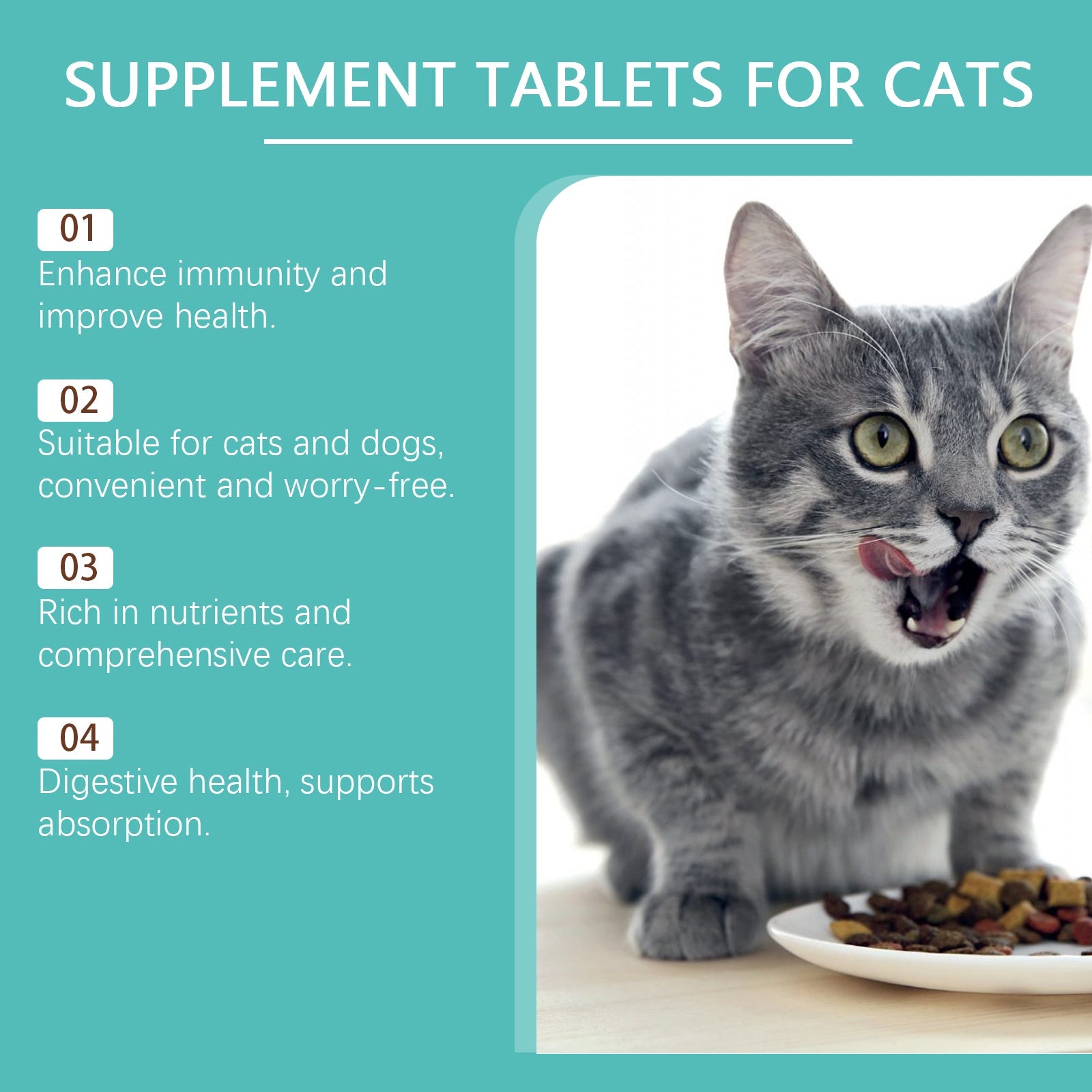 Cat Probiotic Tablets for Digestive and Nutritional Health