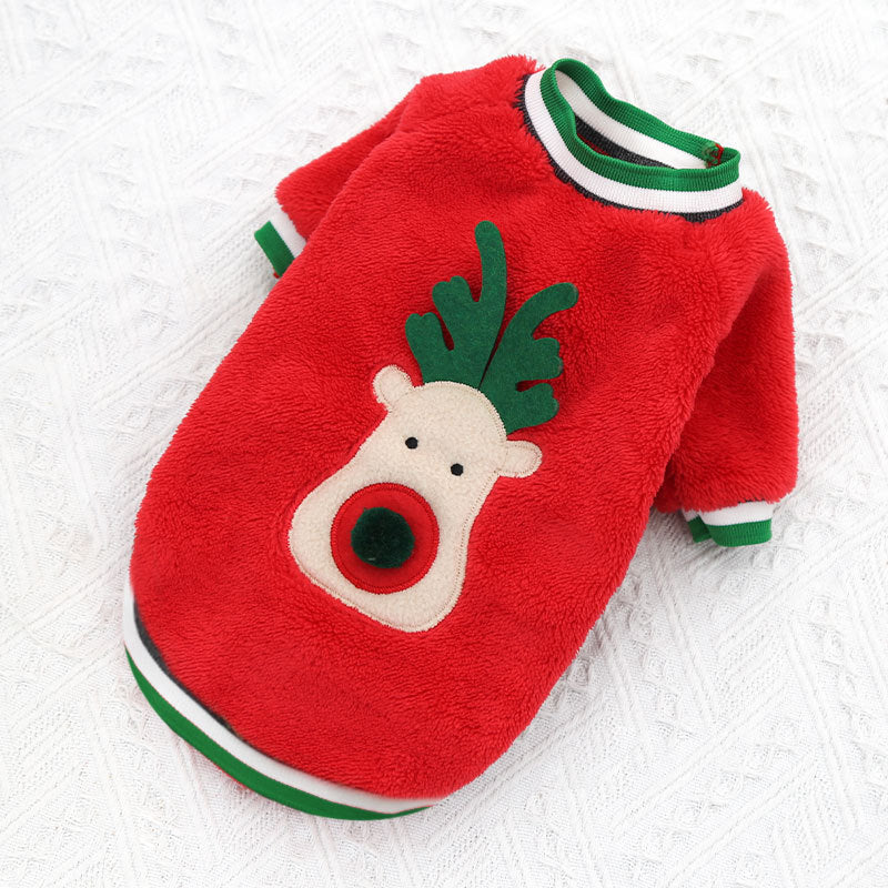Pet Christmas Coral Down Sweater for Dogs Cats