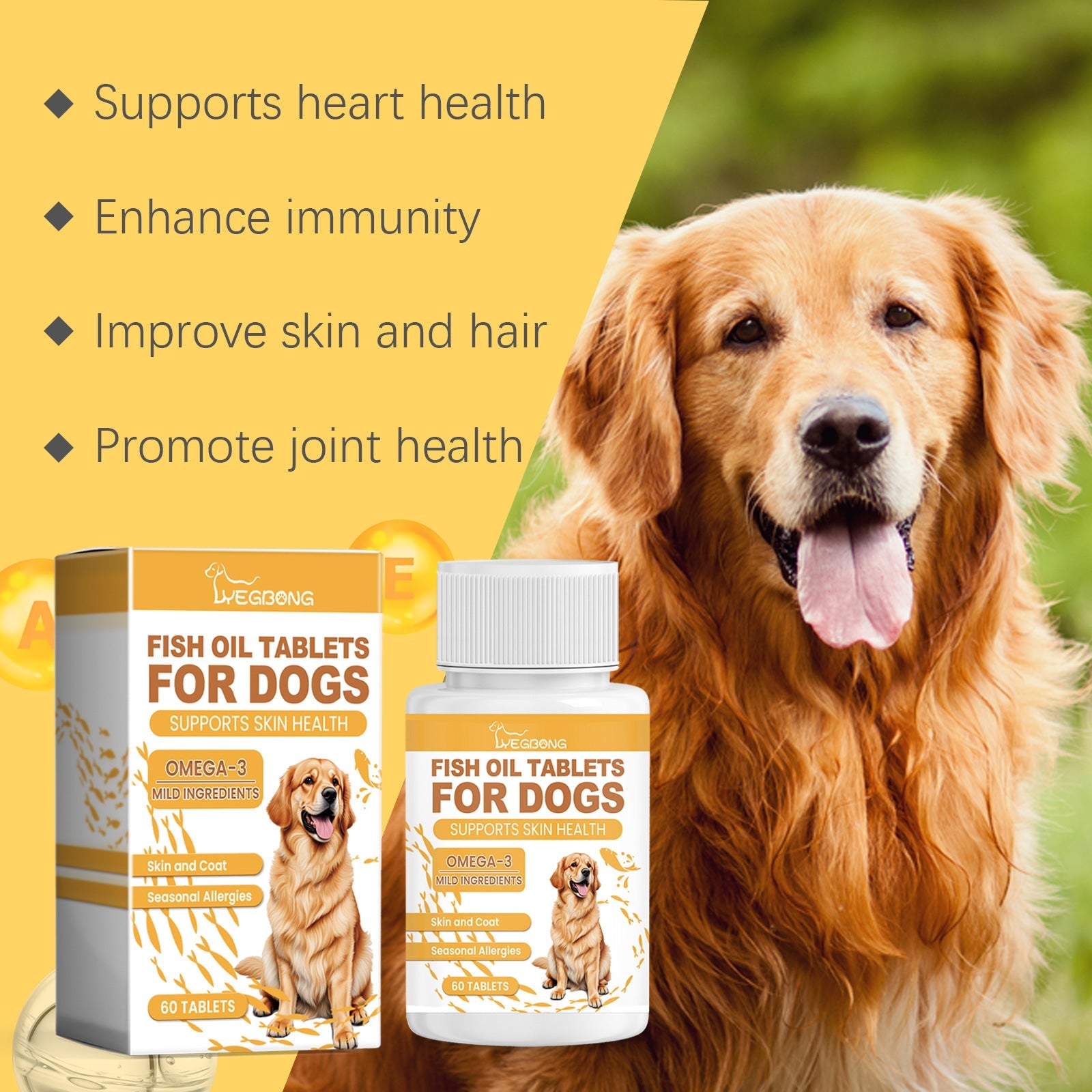 Dog Fish Oil Tablets for Skin and Coat