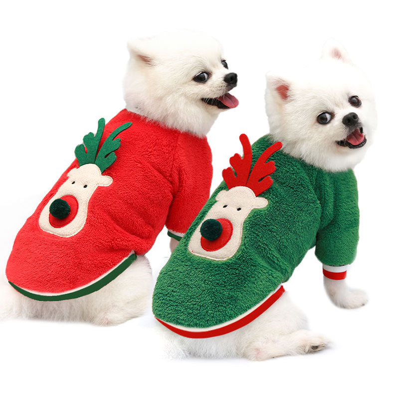 Pet Christmas Coral Down Sweater for Dogs Cats
