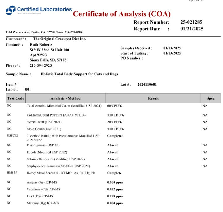 Holistic Multivitamin and Glandular Support for Pets