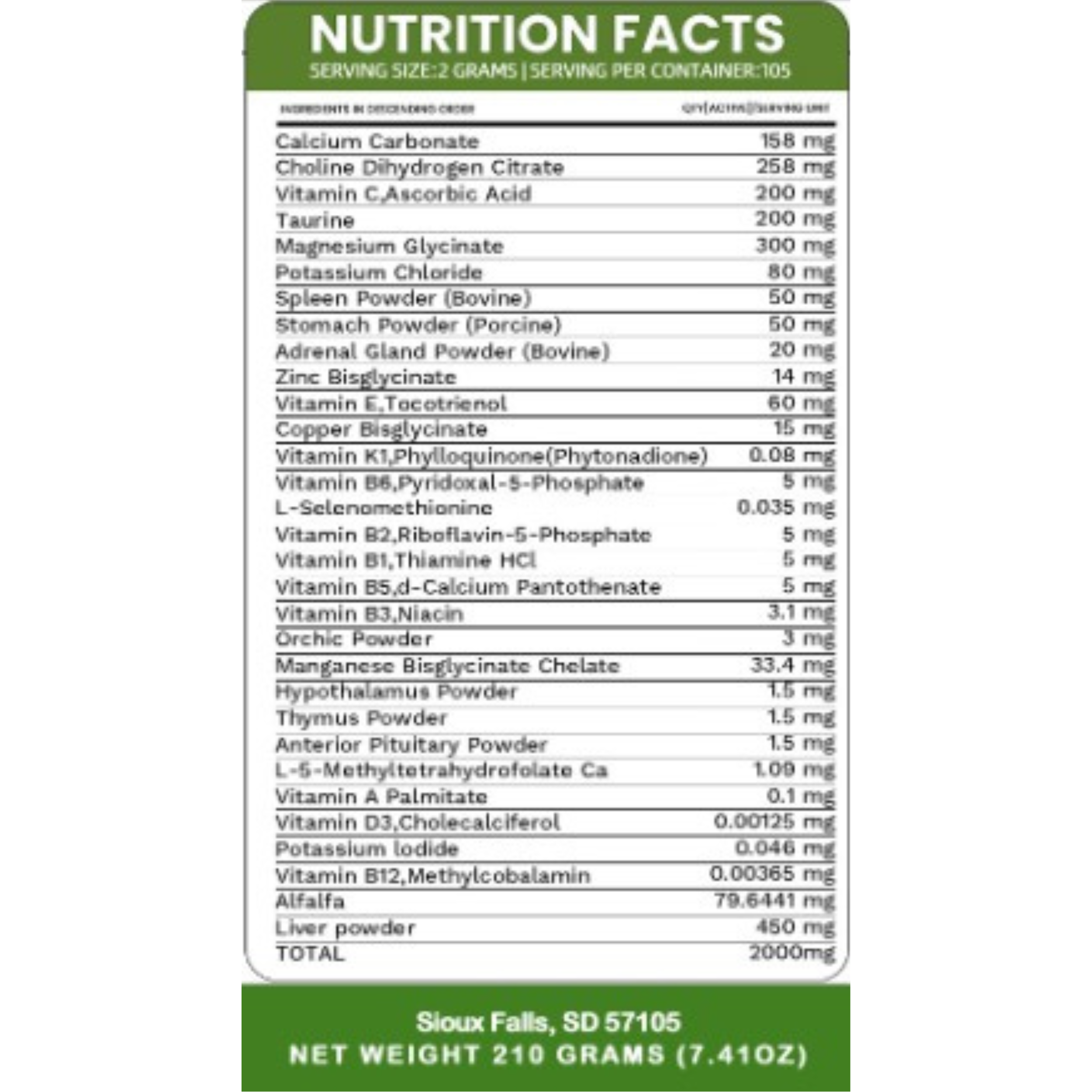 Holistic Multivitamin and Glandular Support for Pets